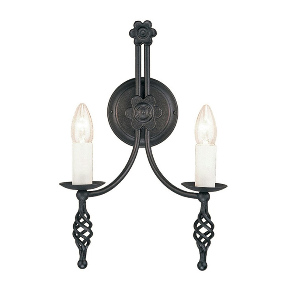 Belfry 2 Light Indoor Candle Wall Light Black, E14
