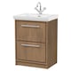 image 1 of Balterley Longnor 2 Drawer Floor Standing Vanity Unit with 1 Tap Hole Traditional Fireclay Basin, Antique Oak, 600mm