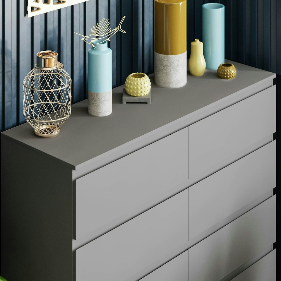 image 1 of Vida Designs Denver 8 Drawer Chest of Drawers Bedroom Storage, Grey