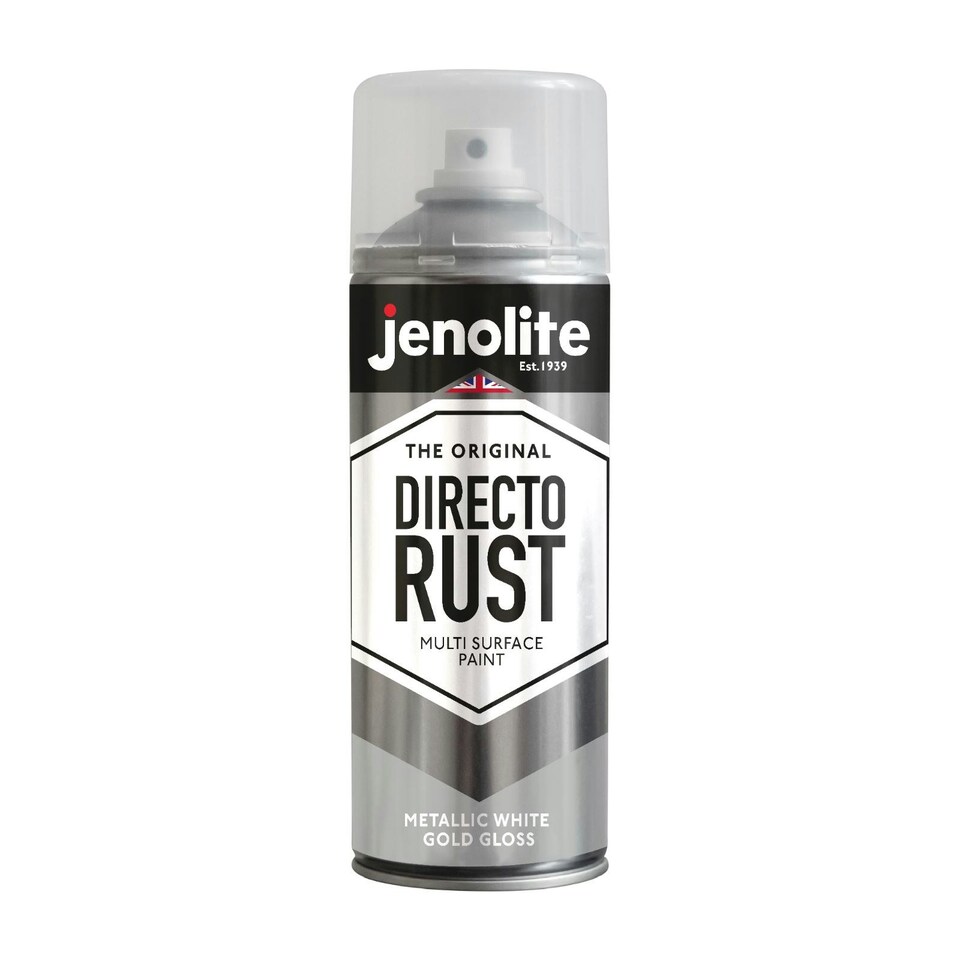 image 1 of Jenolite Directorust Metallic Gloss Primer Paint - White Gold - 400ml Spray Can - 3-Pack