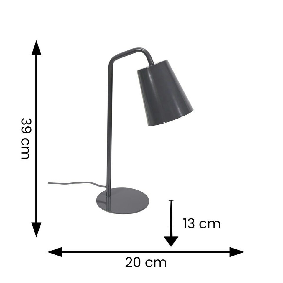 image 1 of ValueLights Bibi Charcoal Grey Arched Stem Metal Classic Table Lamp
