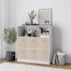 image 3 of Wide 7-Cube Bookcase With Drawers | White | White & Beige | 1