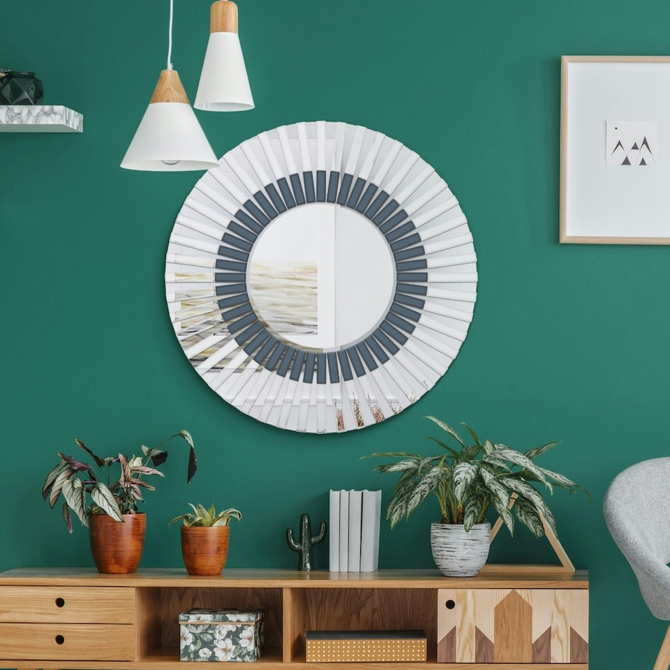 image 1 of All Glass Stylised Round Wall Mirror 80 x 80 CM N/A