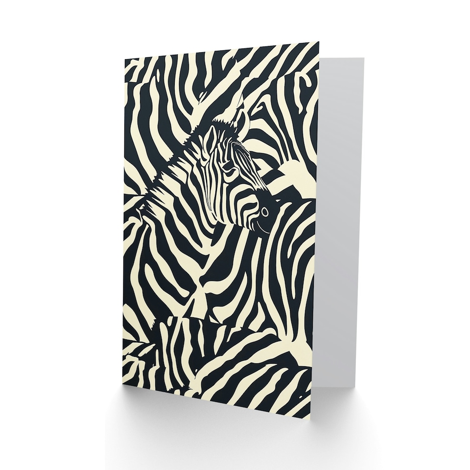 image 1 of Animal White Zebra Stripe Pattern Bold Arty Birthday Card