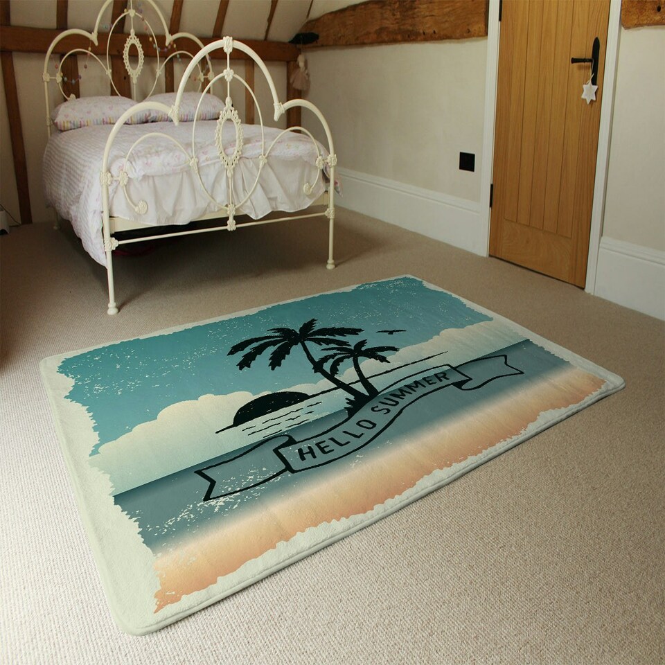 image 1 of Hello Summer (Rug) Blue | Medium: 80x150cm