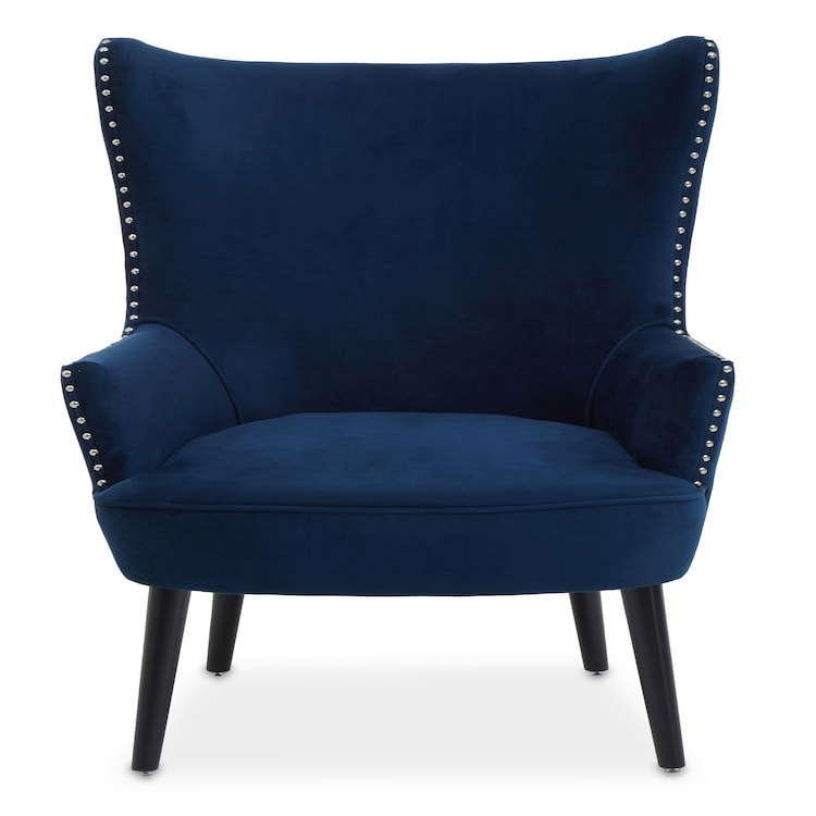 Interiors By Premier Blue Wingback Lounge Arm Chair, High Back Fabric Living Room Chair, Mid Century Arm Chair With Fabric Blue
