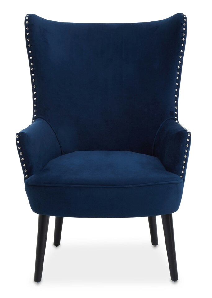 image 1 of Interiors by Premier Blue Wingback Lounge Arm Chair, High Back Fabric Living Room Chair, Mid Century Arm Chair with Fabric | Blue
