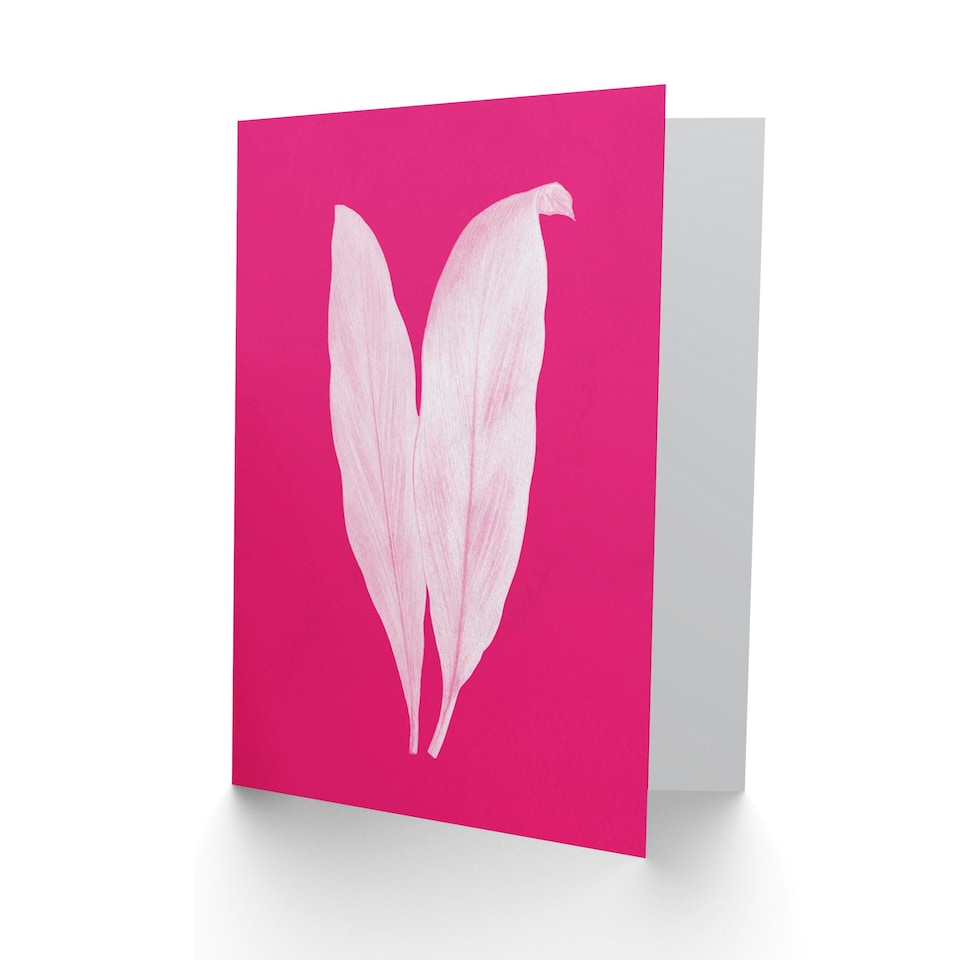 image 1 of Bright Coloured Leaf Pink Art Blank Just to Say Card
