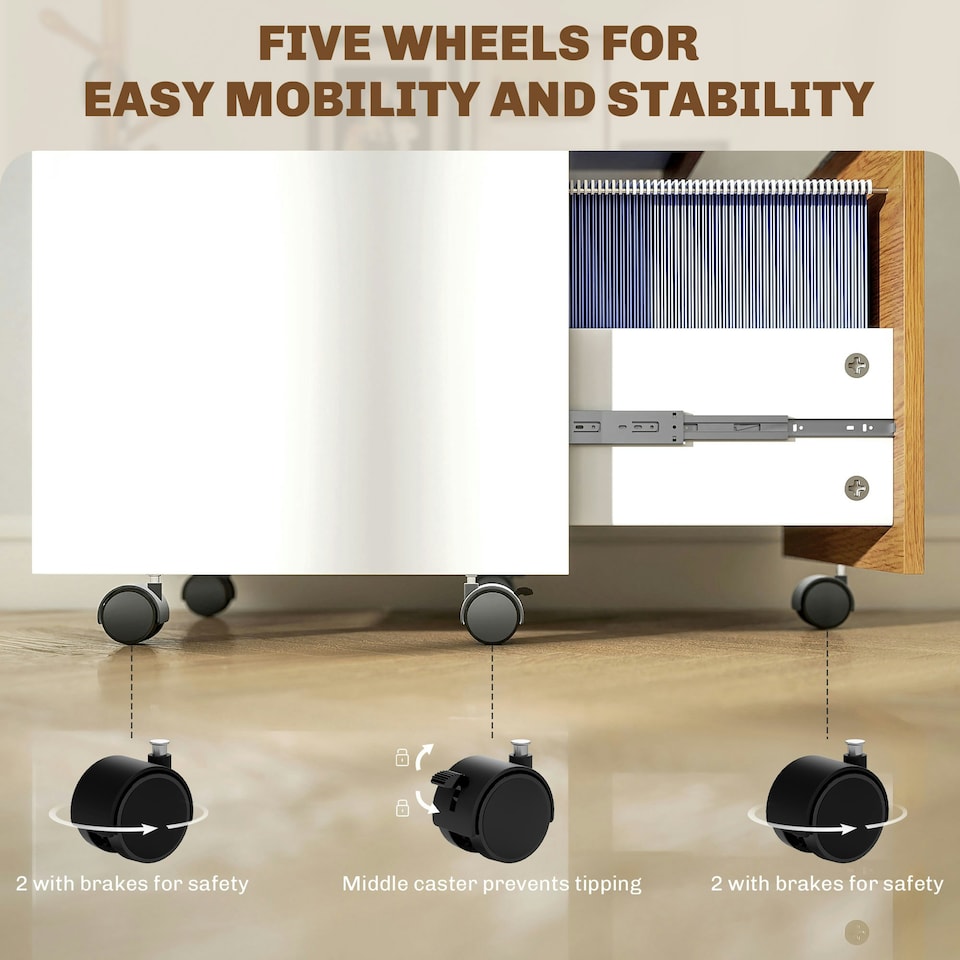 image 1 of HOMCOM 2 Drawer Filing Cabinet with Adjustable Hanging Bars for A4 and Letter