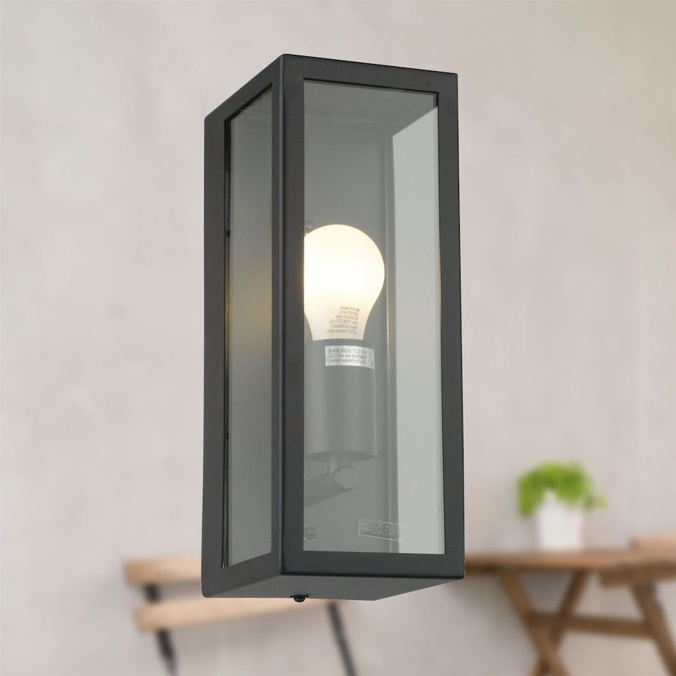 image 1 of Set of 2 Montrose - Black Outdoor Wall Lights | Black | Clear | 2