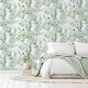 image 2 of Arthouse Tranquil Leaf Vinyl Textured Wallpaper - Green/White - 10m x 53cm Green