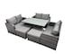 image 2 of Fimous 8-seater Patio Height Adjustable Rising Lifting Table Sofa Sets Rattan Garden Furniture Dining Set with 2 Big Stools Dark Grey Mixed