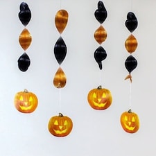 Halloween Glow Pumpkins Spiral Hanging Decorations - Pack of 4