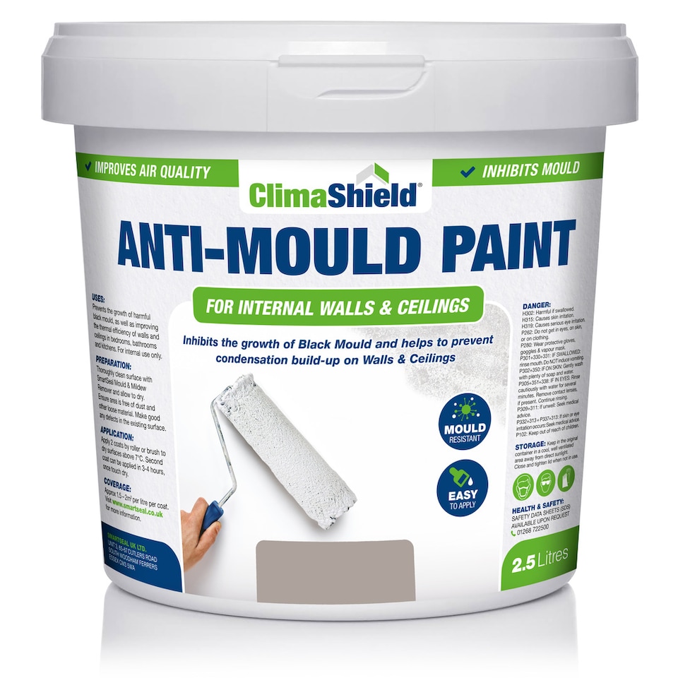 image 1 of SmartSeal - Anti-Mould Paint - Mountain Stone (2.5L) For Bathroom, Kitchen and Bedroom Walls & Ceilings - Protection Against Mould
