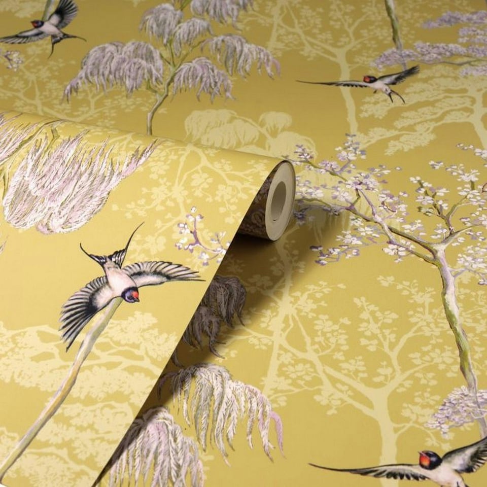 image 1 of Arthouse Japanese Garden Wallpaper - Ochre Yellow - One Size Yellow