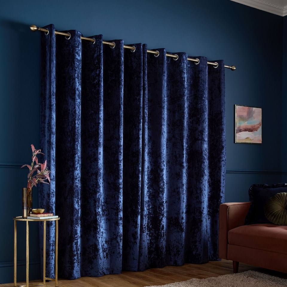 Natural Drapery Catherine Lansfield Crushed Velvet Lined Eyelet Curtains - Tesco Groceries