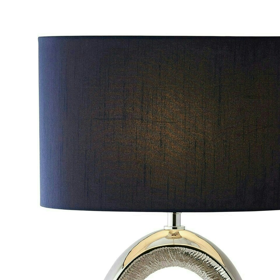 image 1 of Dott Chrome Ceramic Table Lamp with Blue Shade Blue