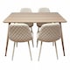 image 1 of Dining Table Set with 4 Cream Faux Leather Chairs Kitchen Dining Room Furniture