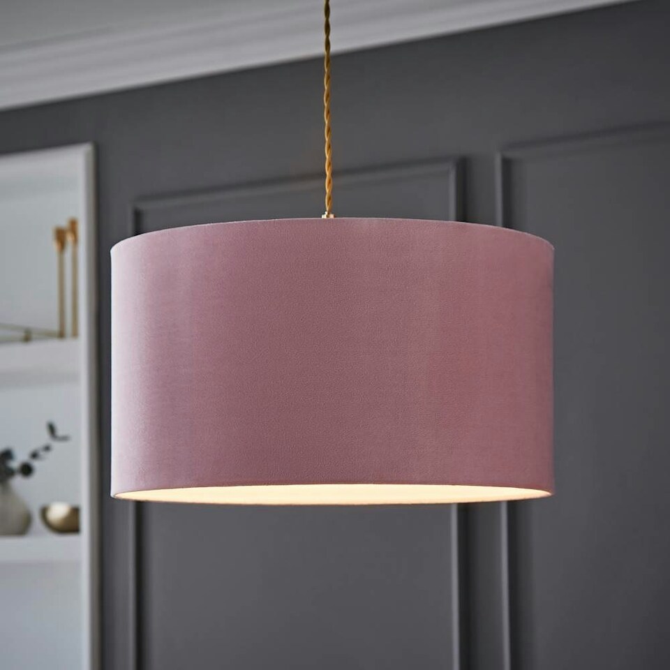 image 1 of ValueLights Reni Large Pink Velvet Pendant Shade Pink