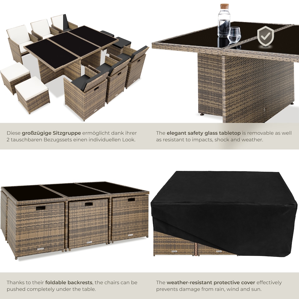 image 1 of Garden Table and Chairs New York - 10 seats with cushions, dining table, rain cover | Brown | nature | 1