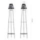 image 1 of Living and Home 2 Pcs Double-Tier Solar-Powered Plant Stand | Black