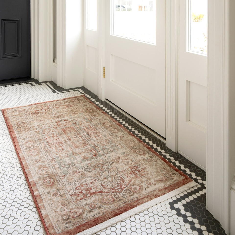 image 1 of KUKOON Selma Traditional Plush Rug – Warm Terracotta Distressed Living Room Carpet 280cm x 380cm