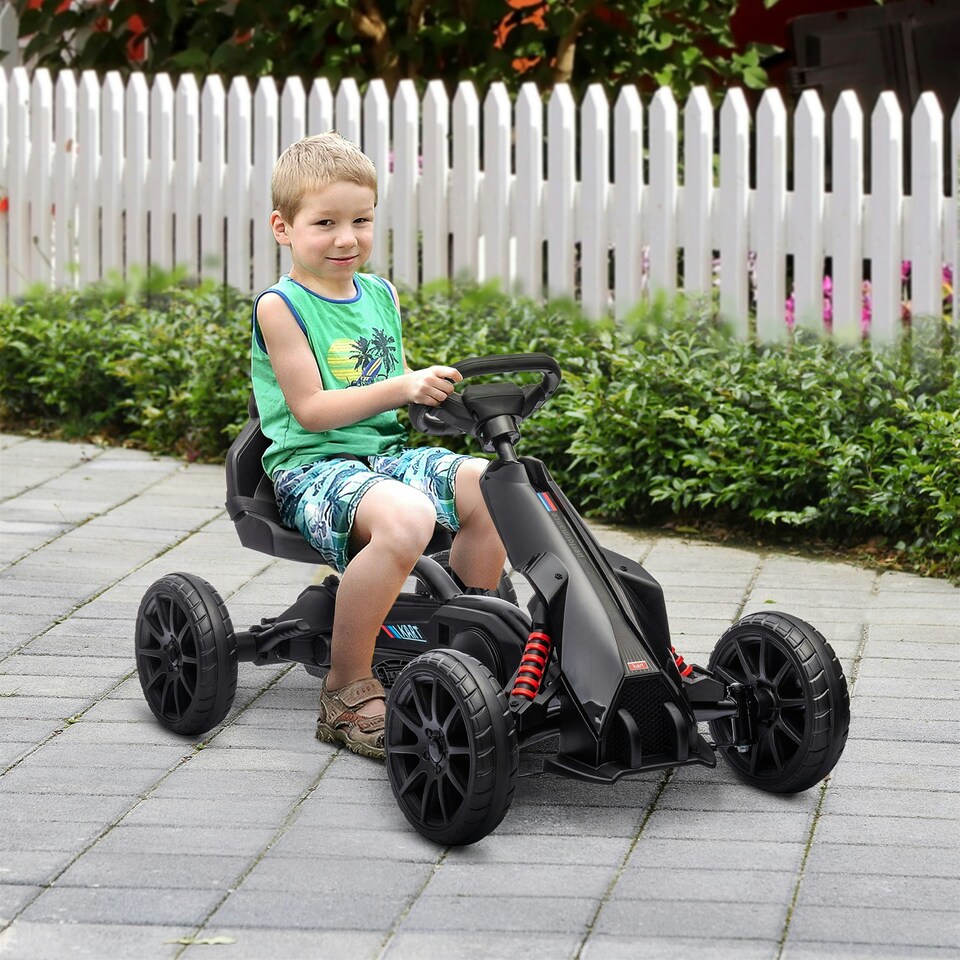 image 1 of HOMCOM Children Pedal Go Kart w/ Adjustable Seat, Handbrake - Black