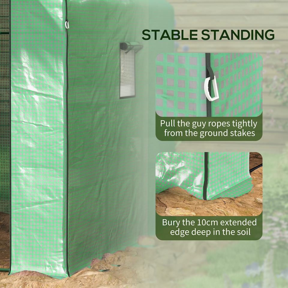 image 1 of Outsunny Walk-in Outdoor Green House with Door and Mesh Windows, Green