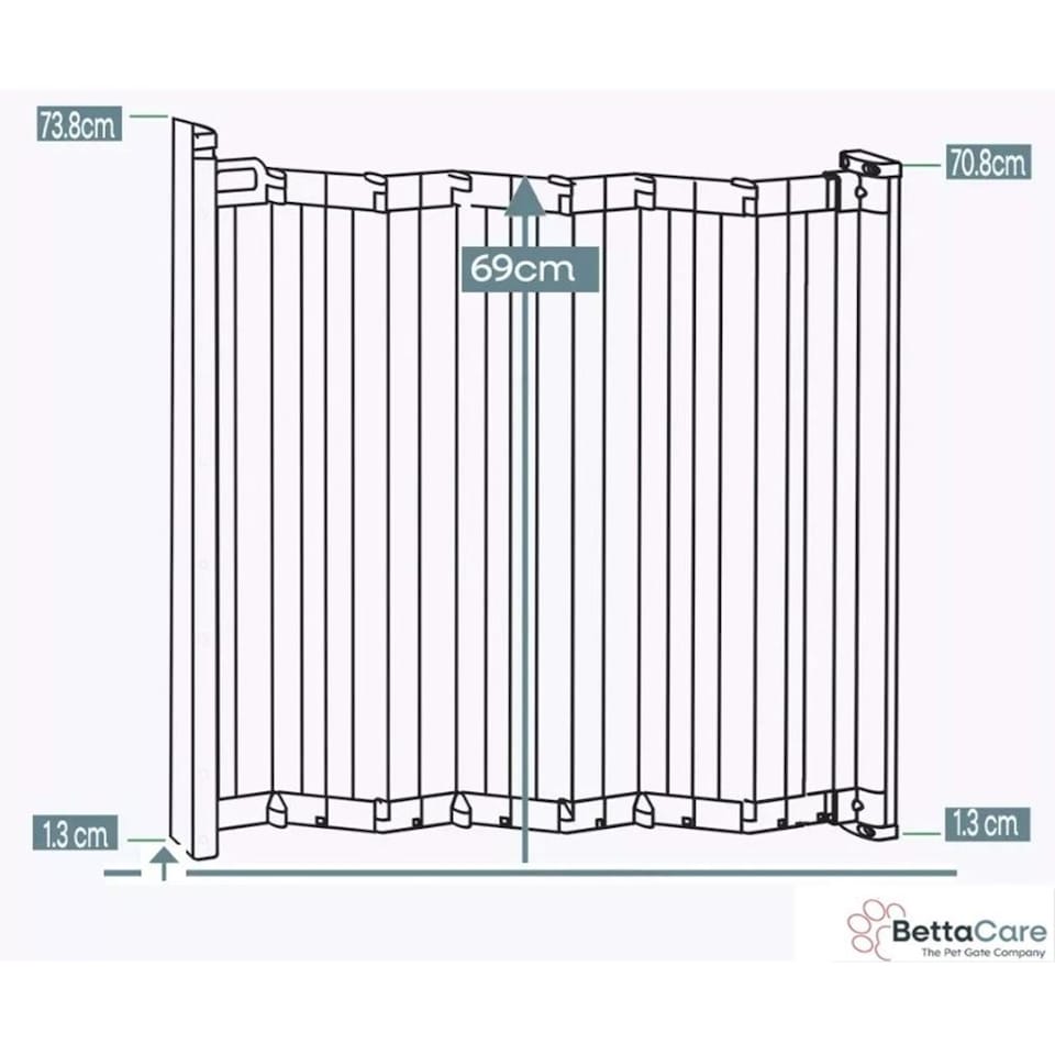 image 1 of Bettacare Automatic Folding Retractable Dog Gate, 55cm - 113.5cm, White, Folding Stair Gate for Pets, Retractable Dog Safety Gate | White