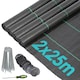 image 1 of Harbour Housewares 110gsm Weed Control Membrane Set with Pegs & Plates - 4m x 50m | Black | Black