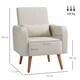 image 3 of HOMCOM Accent Chair, Linen-Touch Armchair with Pillow, Upholstered Leisure Lounge Sofa for Living Room, Club Chair with Rubber Wooden Frame, Cream