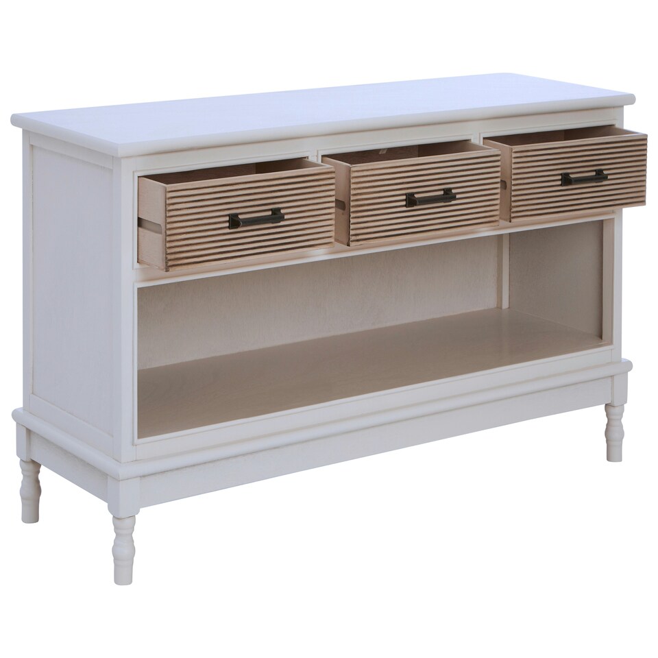 image 1 of Interiors By Premier Shaker Design 3 Drawer Cabinet, Elegant Slim Drawer Cabinet, Ample Storage Cupboard Drawer For Bedroom White