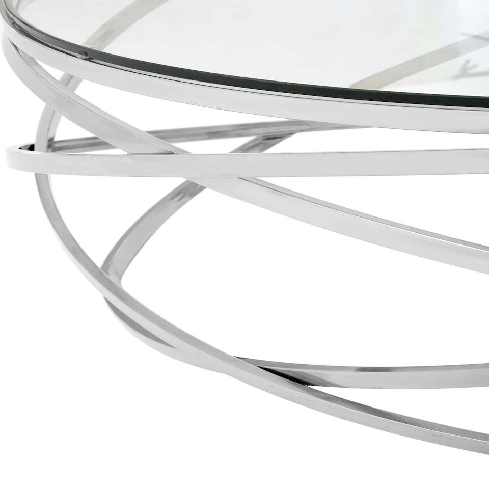 image 1 of Allure Round Silver Swirl Base Coffee Table Silver