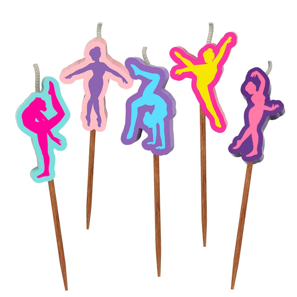 image 1 of Gymnastics Birthday Candles Set Cake Topper