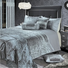 Intimates Rienzo Crushed Velvet Diamante Duvet Cover & Pillowcase Set Silver | Silver | Single