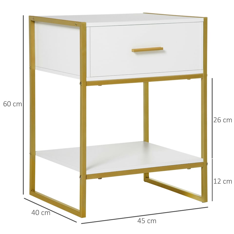 image 1 of HOMCOM Modern Bedside Table Side Table Nightstand w/ Drawer Shelf