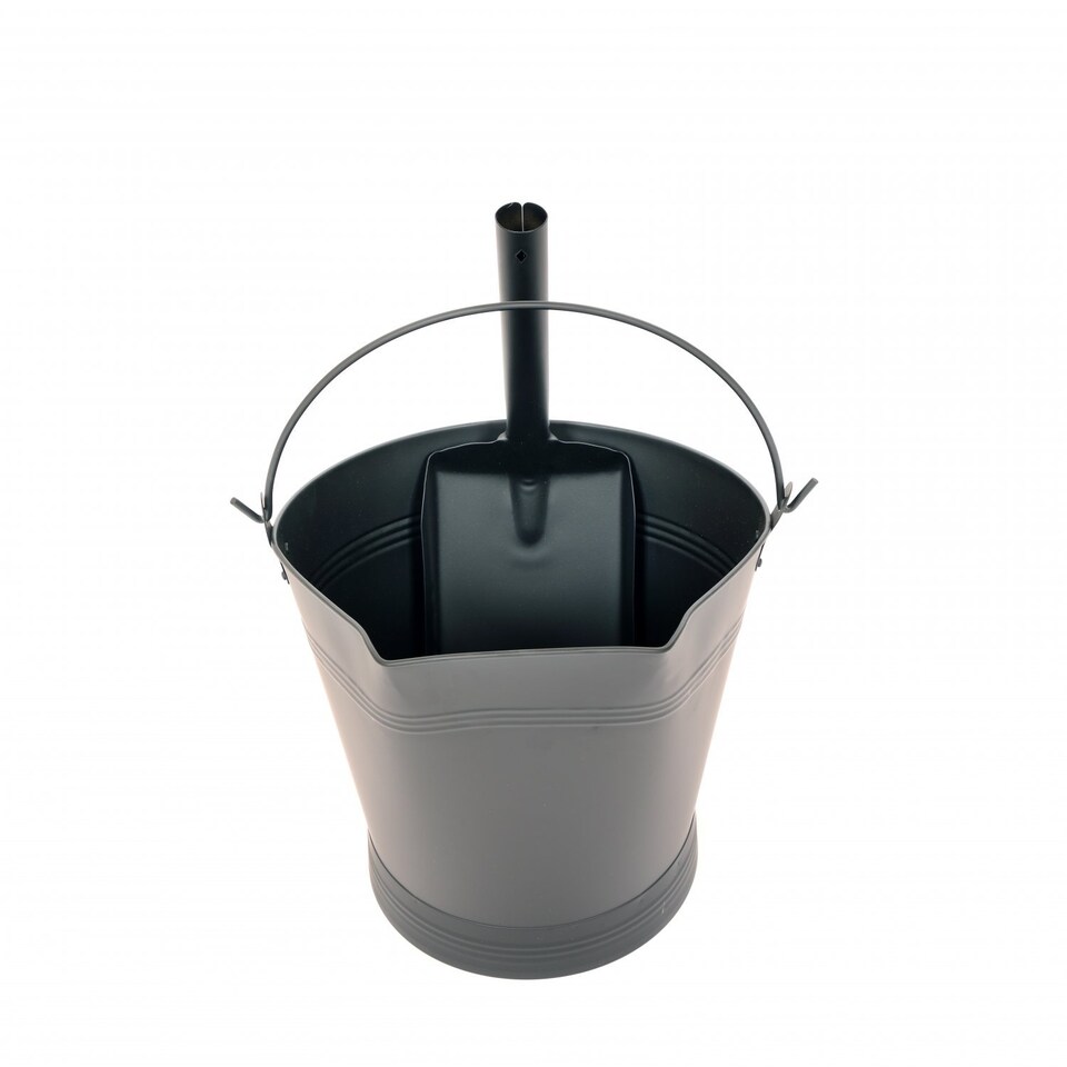 image 1 of Heavy Duty Steel Fireplace Coal Bucket Scuttle Hod with Shovel