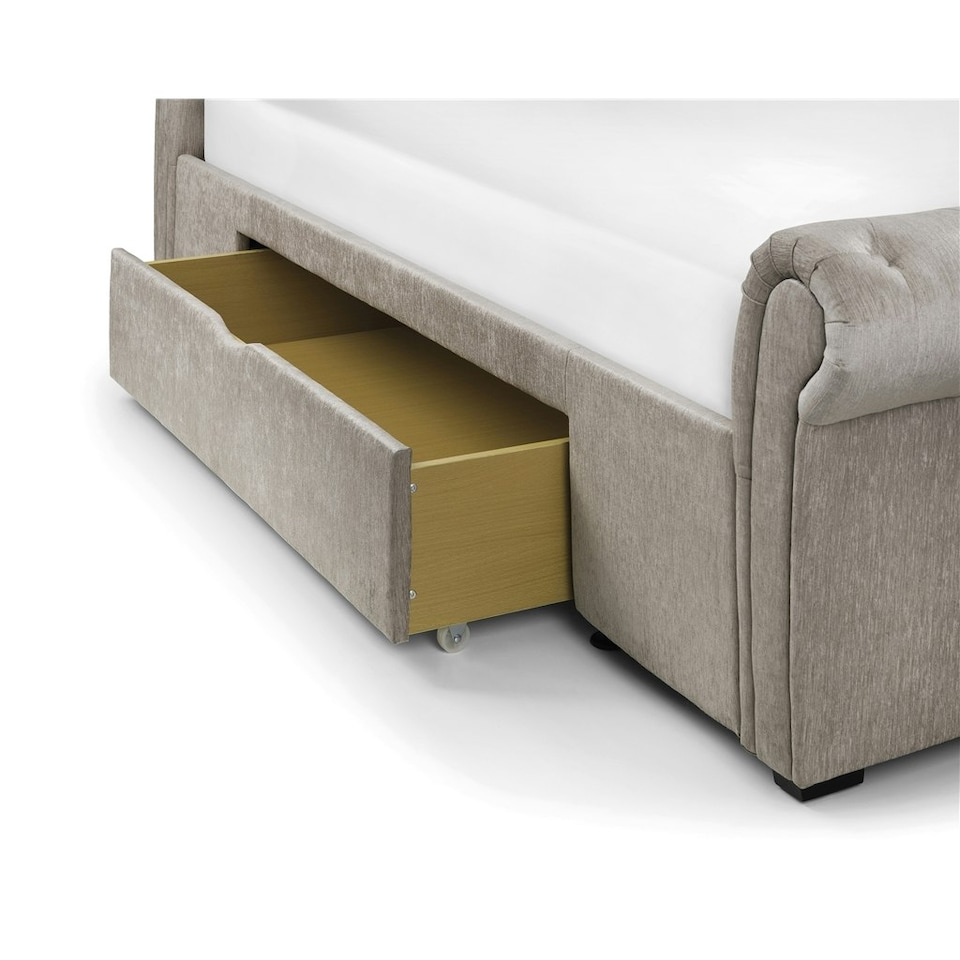 image 1 of Premium Mink Chenille Sleigh Style Storage Bed Frame - King 5ft (150cm) + 2 Underbed Storage Drawers