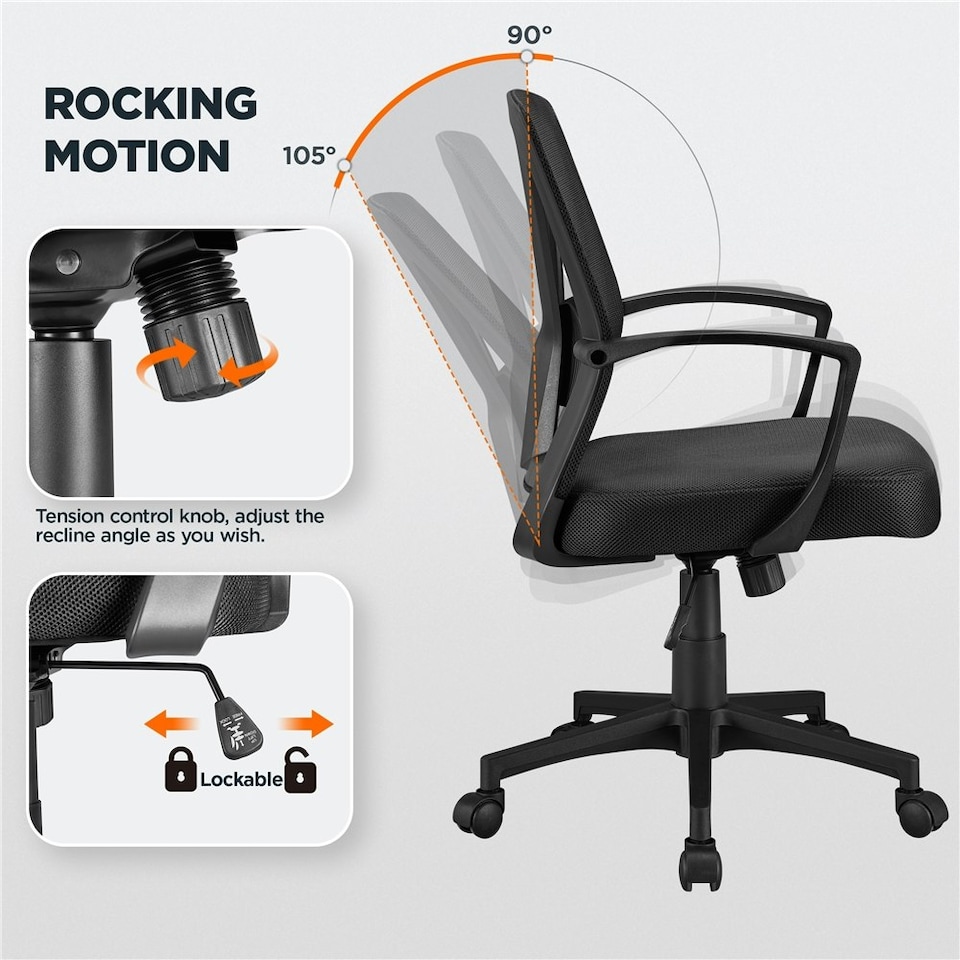 image 1 of Yaheetech Adjustable Computer Chair Study Chair with Mid Back Black