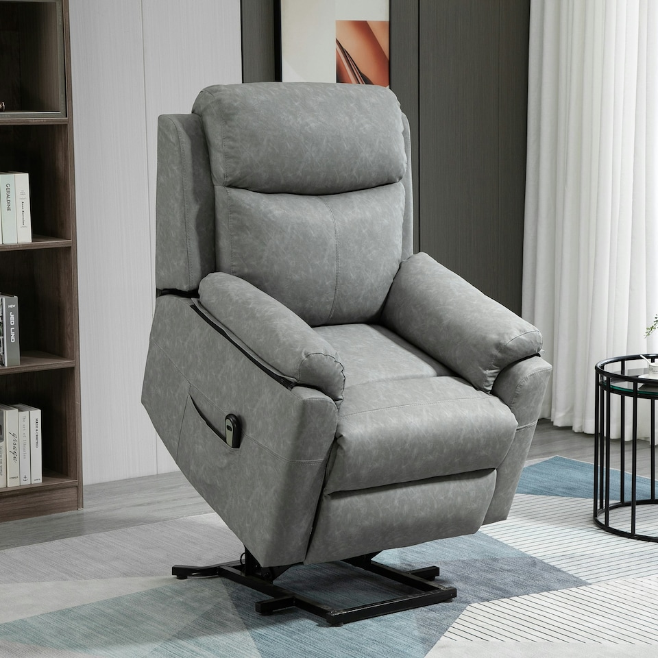 image 1 of HOMCOM Power Lift Chair Electric Riser Recliner with Remote Control, Grey Grey