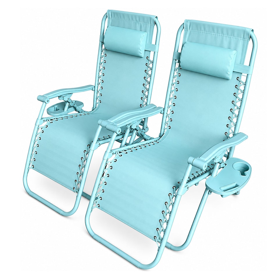 image 1 of Set of 2 Zero Gravity Reclining Foldable Garden Chairs Sun Loungers
