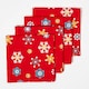 image 1 of Homescapes Christmas Red Snowflake Cotton Fabric 4 Napkins Set