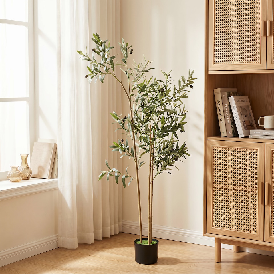 image 1 of HOMCOM 148 cm Decorative Artificial Plant, Silk Olive Tree with 553 Leaves