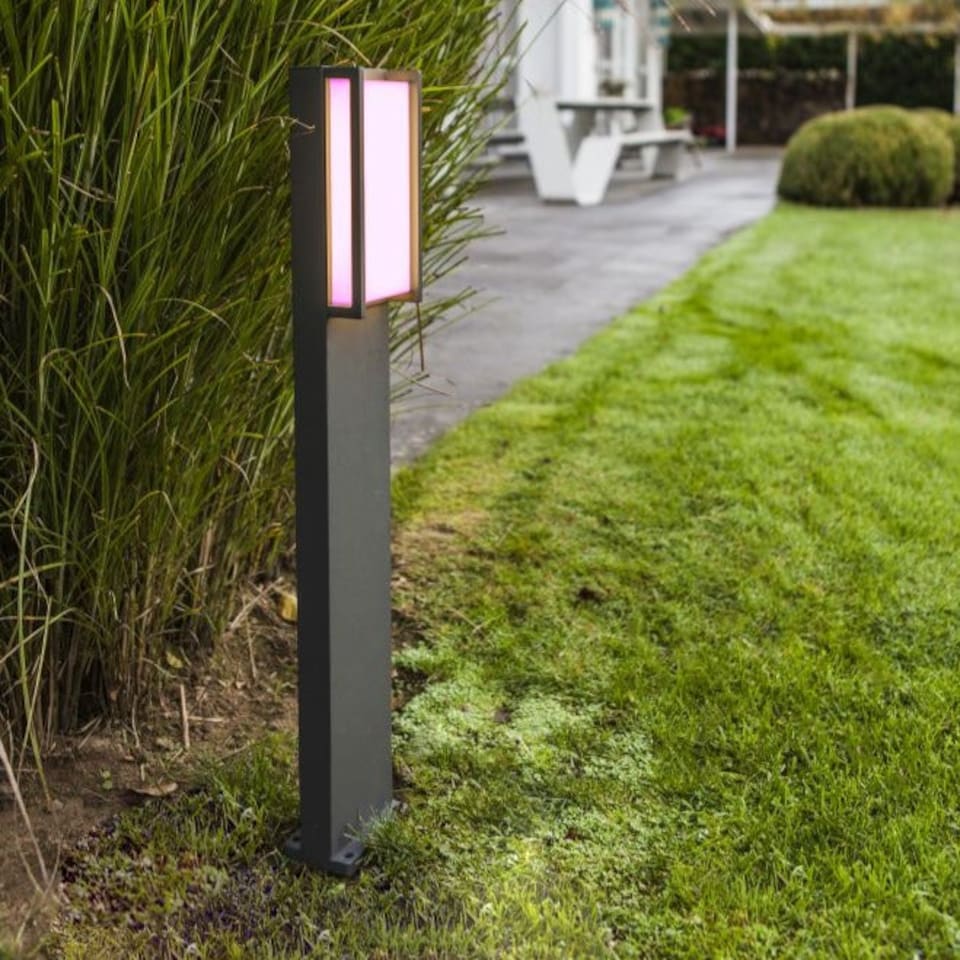 image 1 of CGC MARLA Dark Grey RGB Rectangular LED Post Light | Grey | Dark Grey | Height: 75 cm, Width: 11 cm, Depth: 9.3 cm