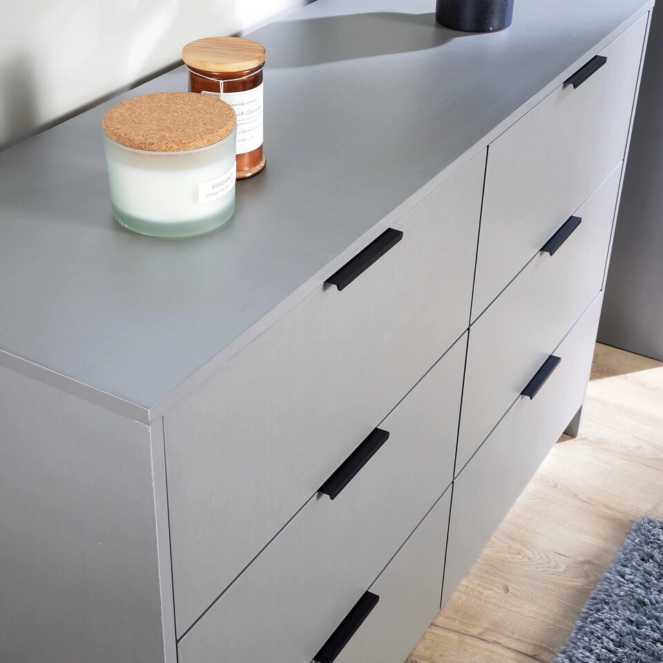 image 1 of Phoenix Chest Of 5 Drawers Bedroom Furniture Clothing Storage Organiser Unit | Grey