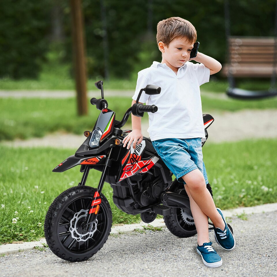 image 1 of AIYAPLAY 12V Kids Motorbike Aprilia Licenced with Training Wheels, Red