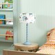 image 3 of ValueLights Bobbles Powder Blue Bobbin Table Lamp with Cartoon Dino Shade & LED Bulb