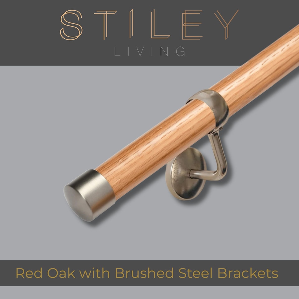 image 1 of Stiley Living Wall Mounted Handrail Kit, Banister System with Brackets and Fixings