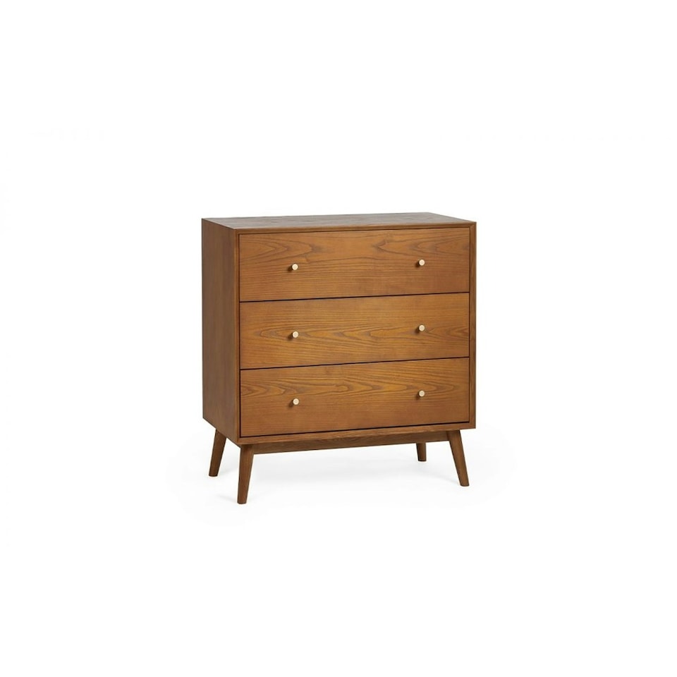 image 1 of Cherry Ash Wood Veneer Chest of Drawers - 3 Drawers