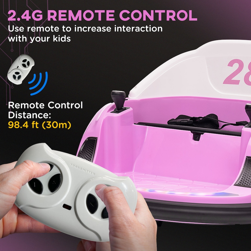 image 1 of AIYAPLAY 360° Rotation 12V Kids Bumper Car w/ Remote Control | Pink